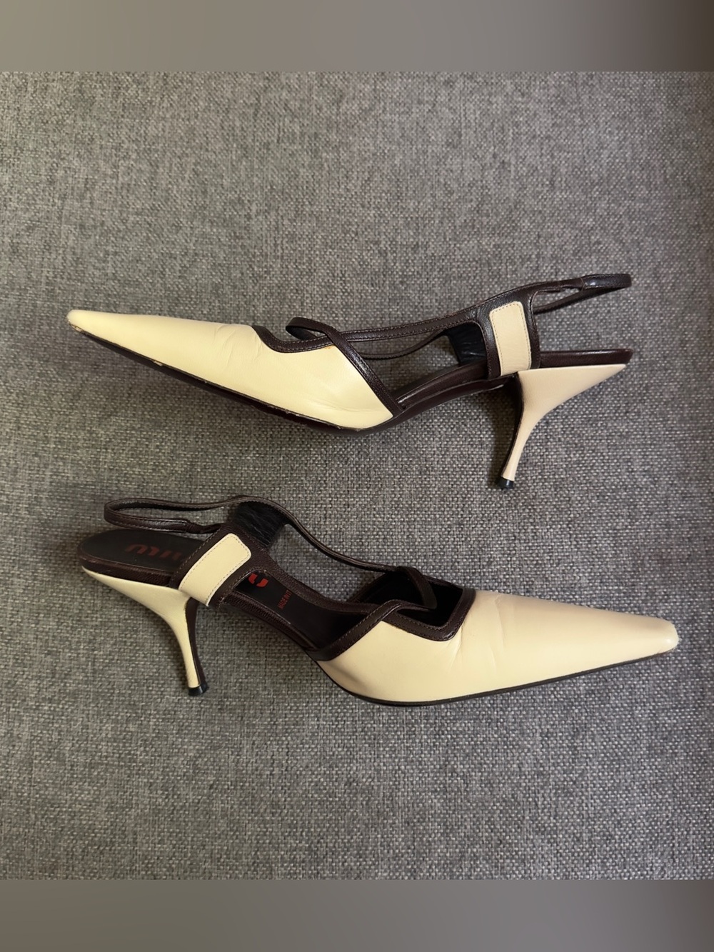 Vintage Miu Miu beige & brown heels - Picture 6 of 9